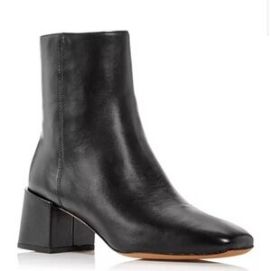 Vince Kaye Black Leather Block Heel Booties